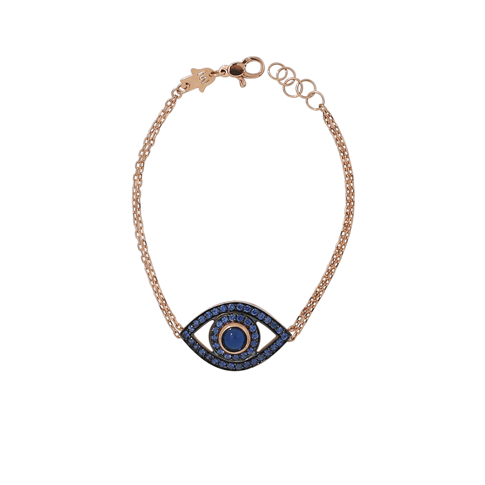 NETALI NISSIM-Blue Sapphire And Onyx Big Eye Bracelet-ROSE GOLD