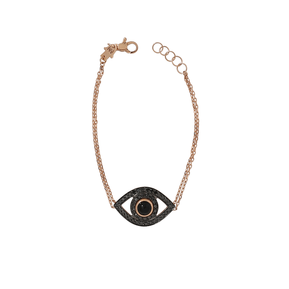 NETALI NISSIM-Onyx And Black Diamond Big Eye Bracelet-ROSE GOLD