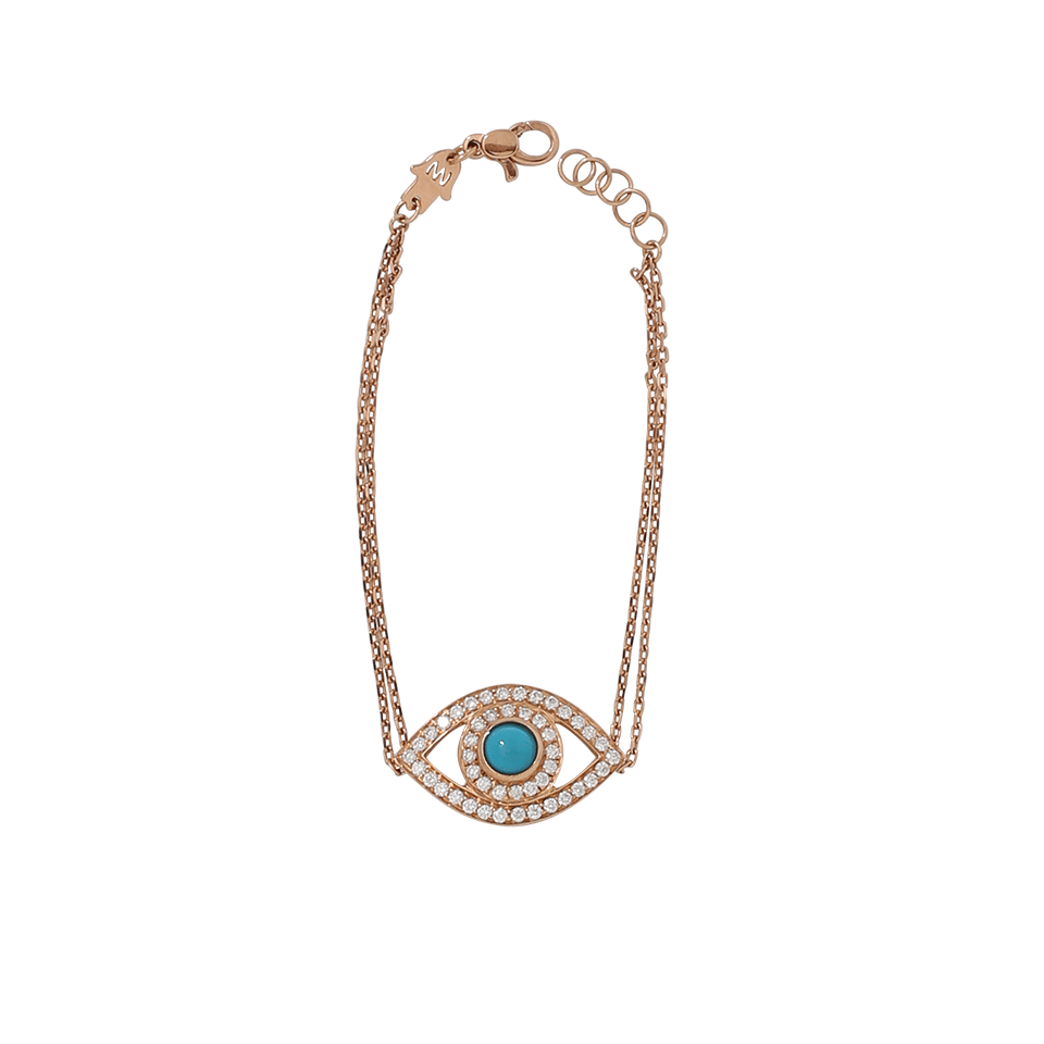 NETALI NISSIM-Turquoise And Diamond Big Eye Bracelet-ROSE GOLD