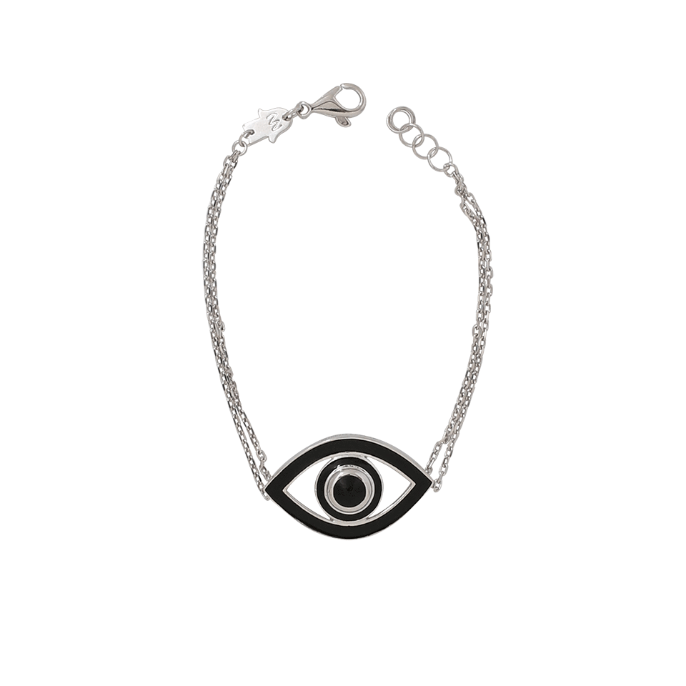NETALI NISSIM-Fortuna Big Eye Black Enamel Bracelet-SILVER