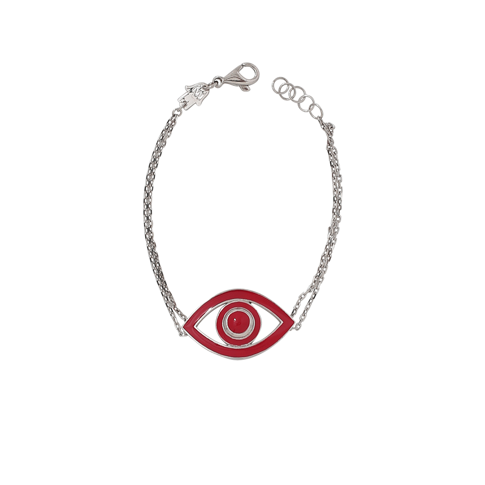 NETALI NISSIM-Fortuna Big Eye Coral Red Enamel Bracelet-SILVER