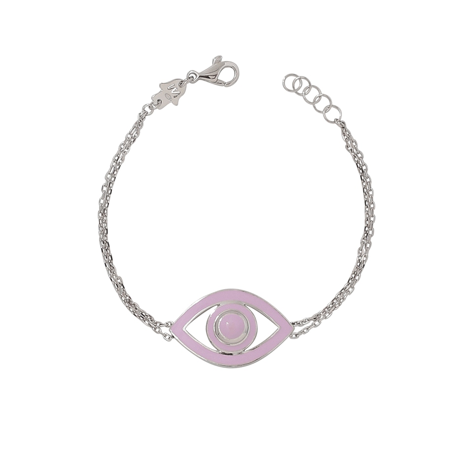 NETALI NISSIM-Fortuna Big Eye Pink Enamel Bracelet-SILVER