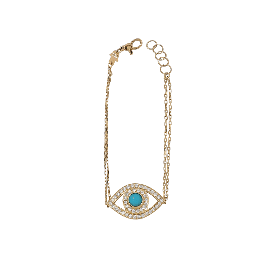 NETALI NISSIM-Turquoise And Diamond Big Eye Bracelet-YELLOW GOLD