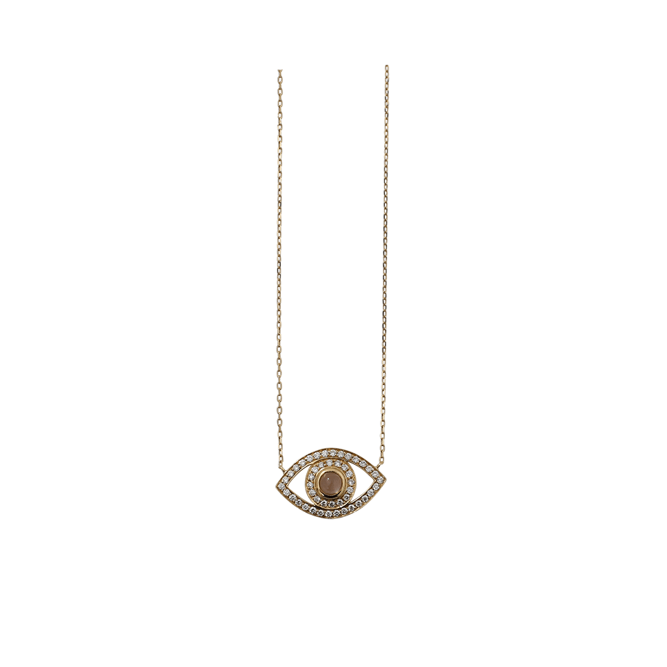 NETALI NISSIM-Diamond And Moonstone Big Eye Pendant Necklace-YELLOW GOLD