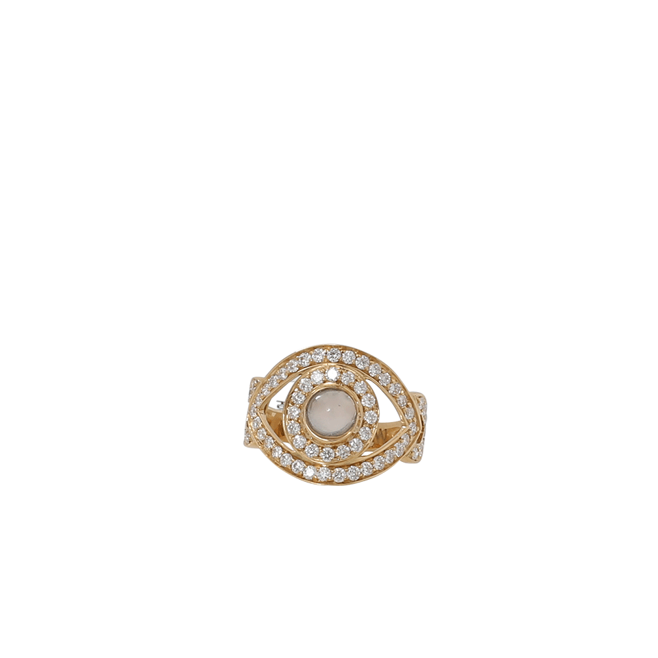 NETALI NISSIM-Diamond And Moonstone Big Eye Ring-YELLOW GOLD