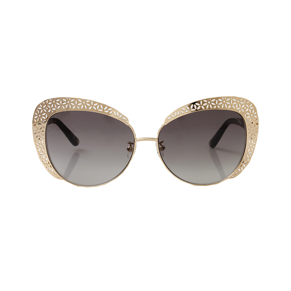 OSCAR DE LA RENTA-Floral Cat Eye Sunglasses-GOLD