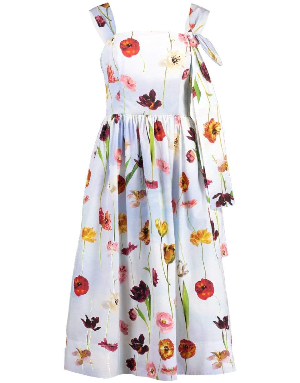 OSCAR DE LA RENTA-A-Line Floral Bow Dress-