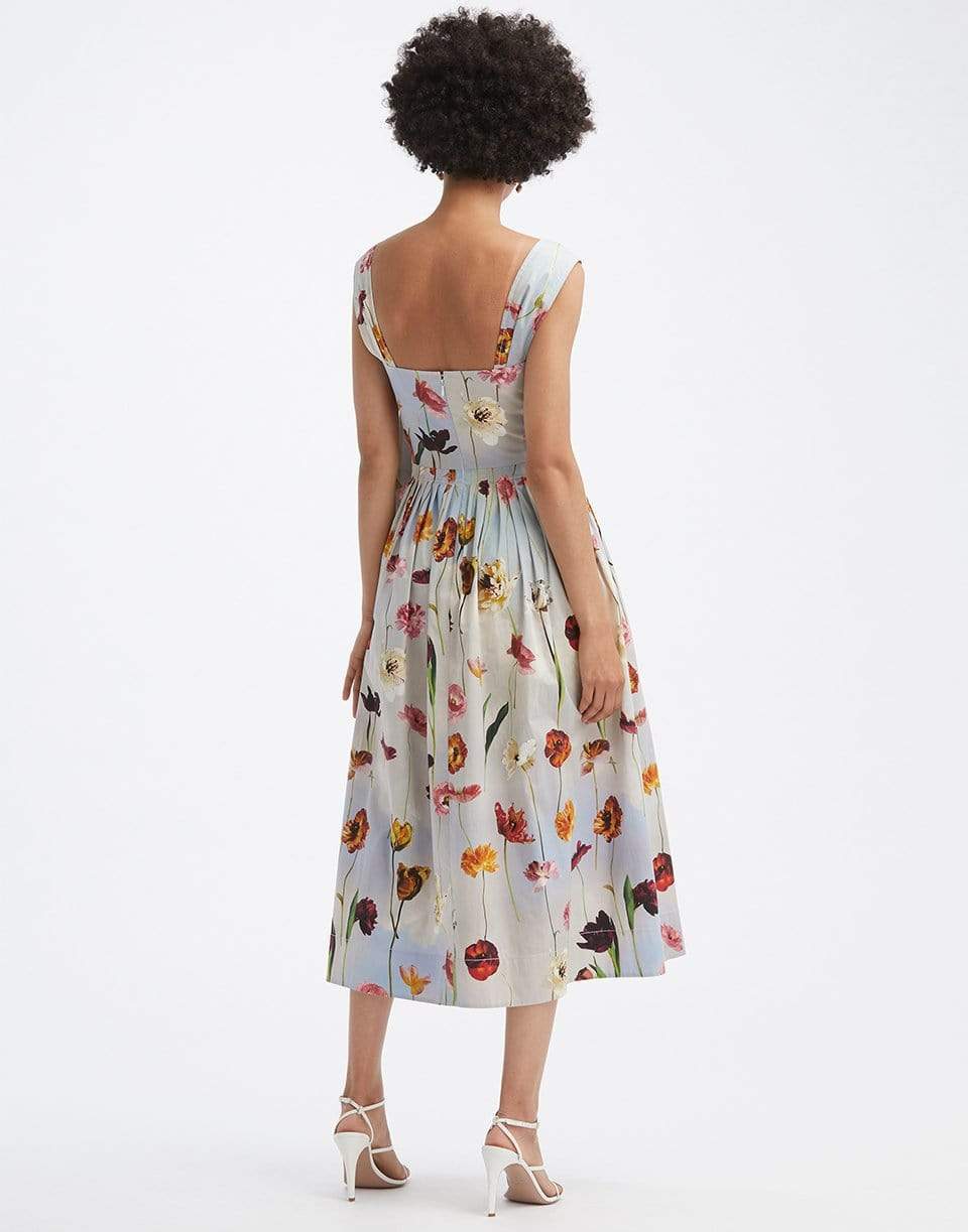 OSCAR DE LA RENTA-A-Line Floral Bow Dress-