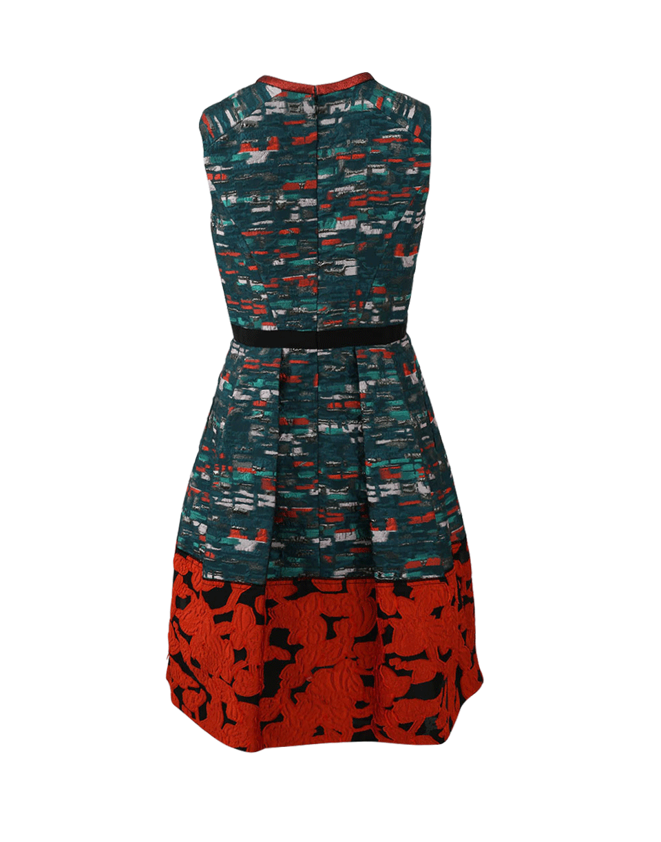 OSCAR DE LA RENTA-Jacquard Print Contrast Dress-