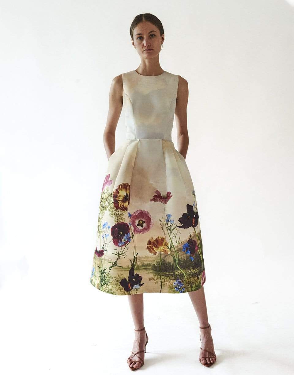 OSCAR DE LA RENTA-Sleeveless Jewel Neck Skirt Dress-