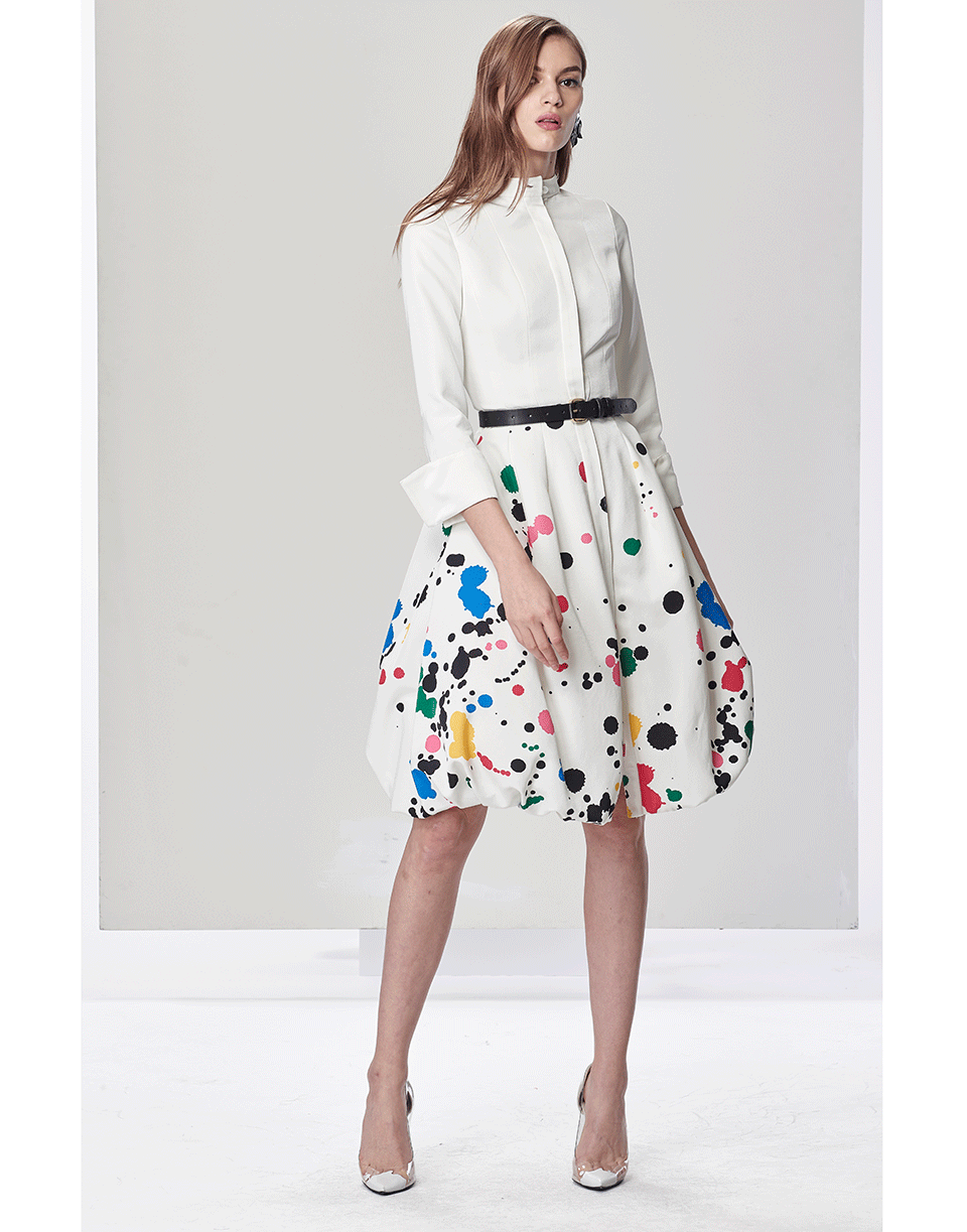 OSCAR DE LA RENTA-Paint Splatter Dress-WHITE