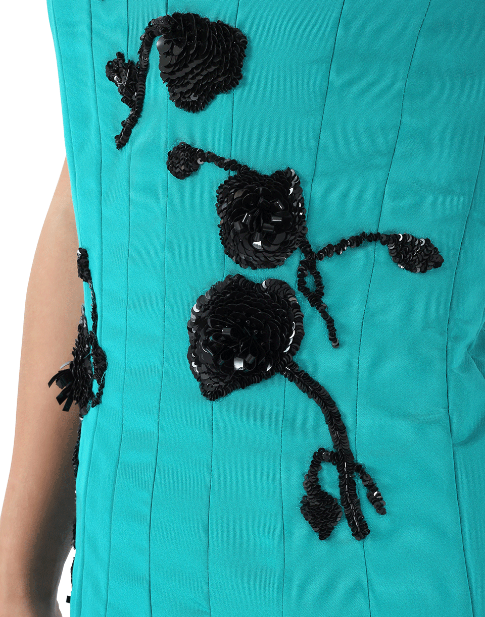 OSCAR DE LA RENTA-Floral Embroidered Dress-