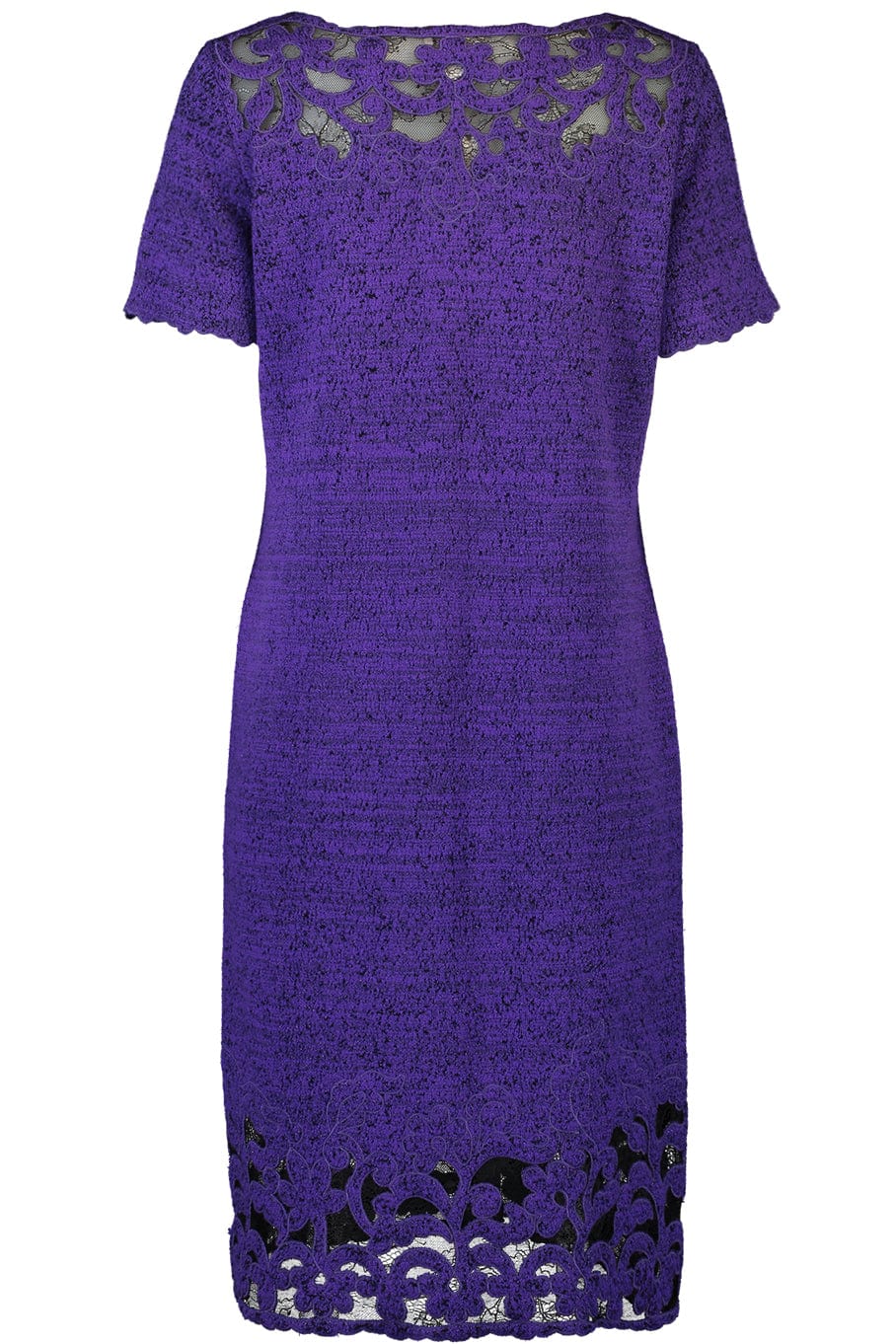 OSCAR DE LA RENTA-Short Sleeve Wool Dress-PURPLE