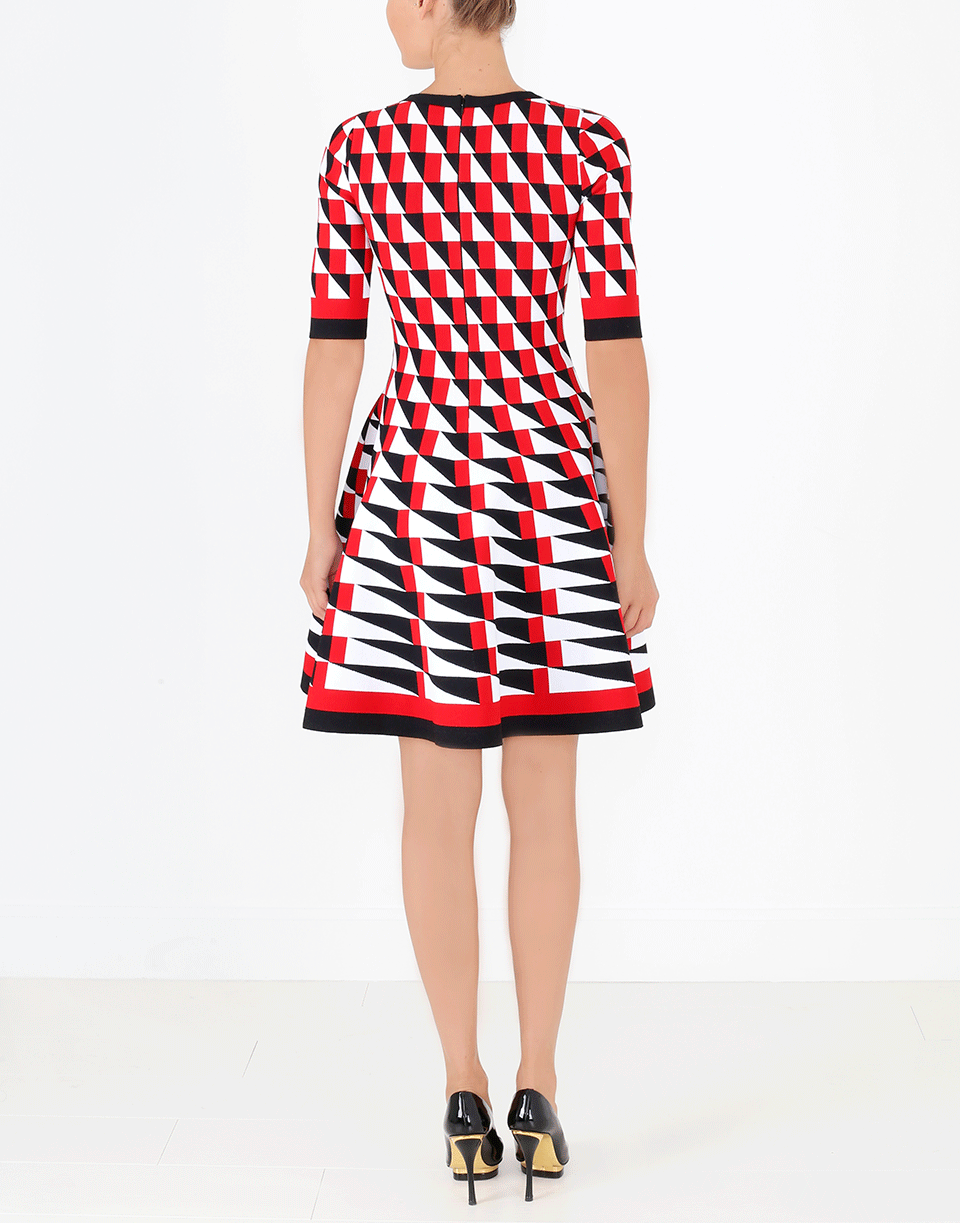 OSCAR DE LA RENTA-Knit Geo Print Skirt Dress-