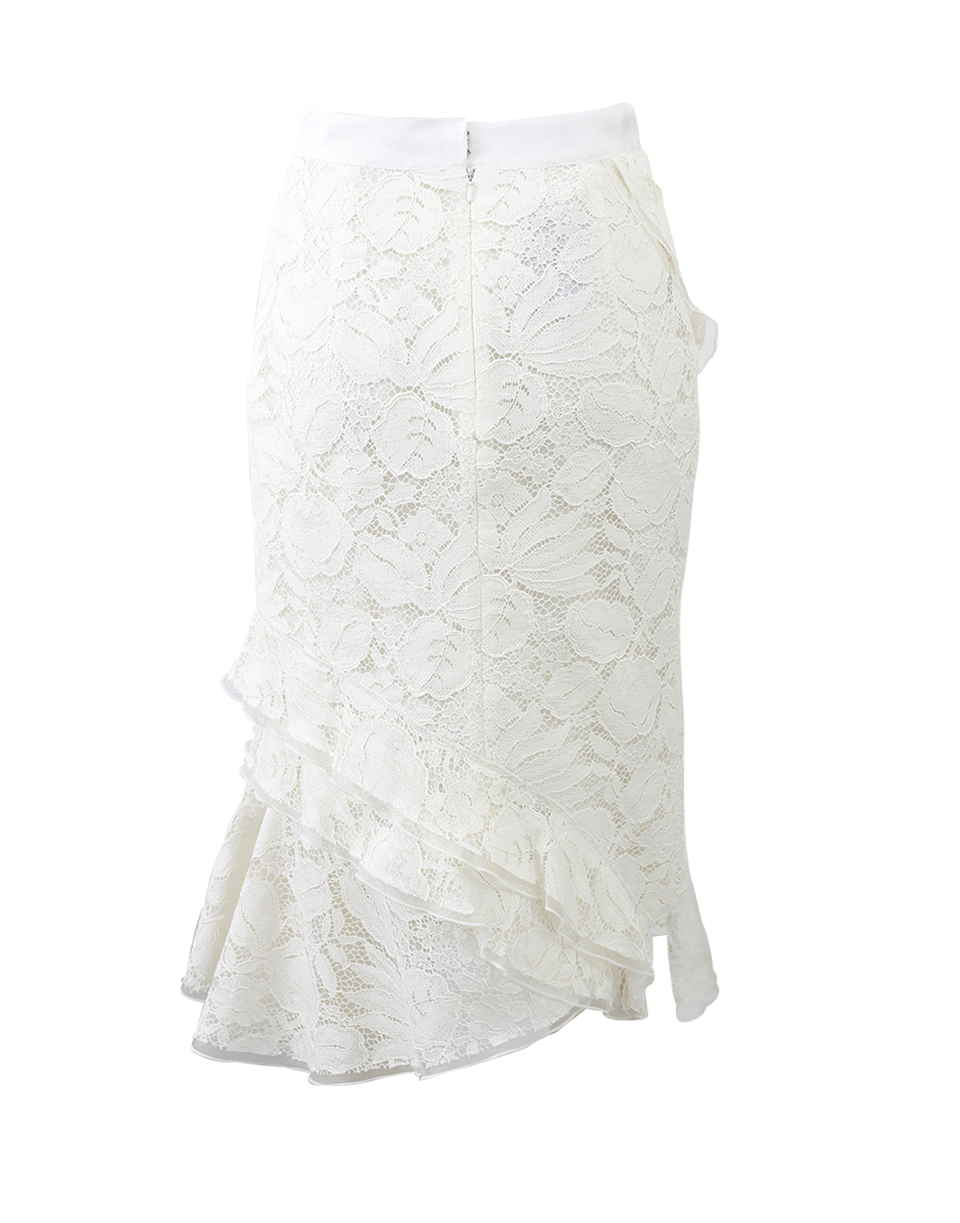 OSCAR DE LA RENTA-Lace Cascade Ruffle Skirt-