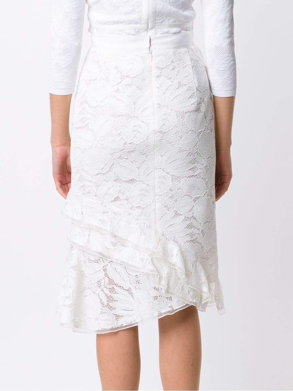 OSCAR DE LA RENTA-Lace Cascade Ruffle Skirt-