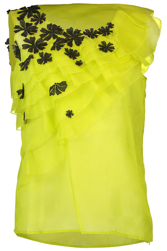 Flower Embellished Silk Top CLOTHINGTOPBLOUSE OSCAR DE LA RENTA   
