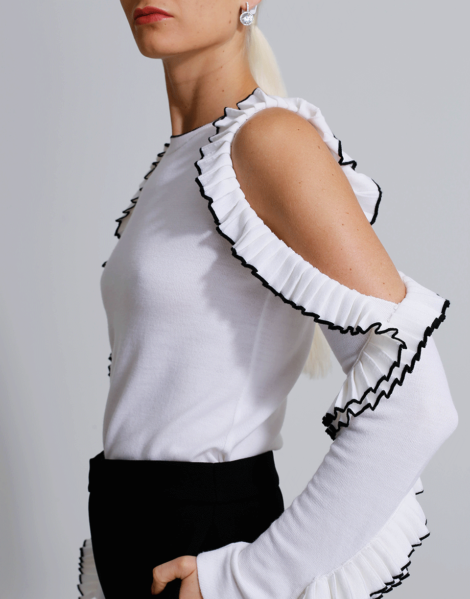 OSCAR DE LA RENTA-Cold Shoulder Knit Top-