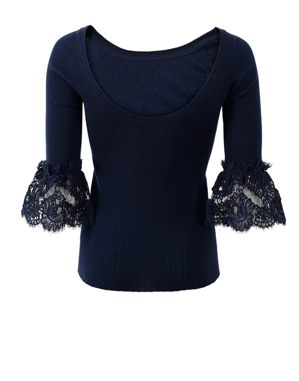 Lace Cuff Knit Top CLOTHINGTOPKNITS OSCAR DE LA RENTA   