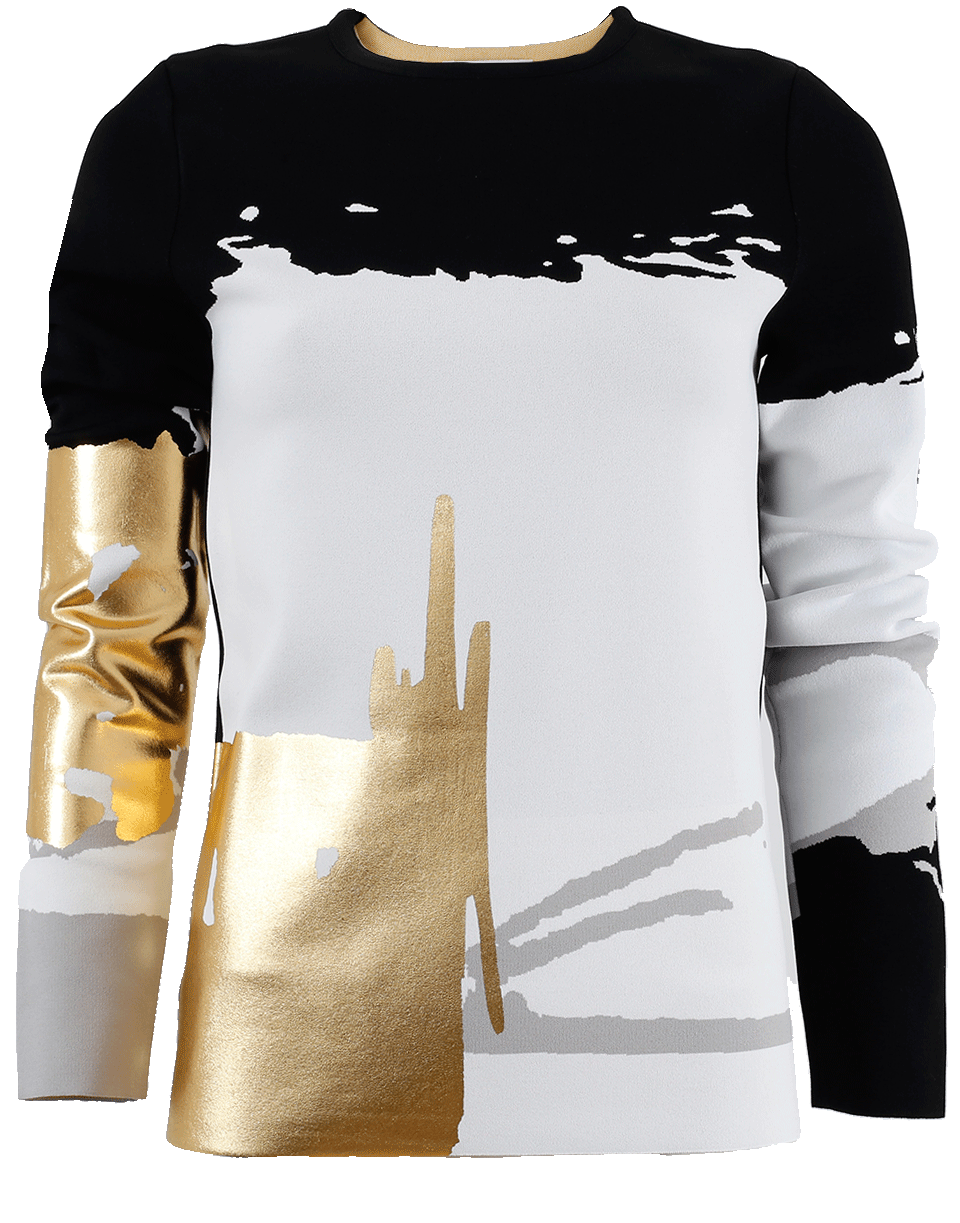OSCAR DE LA RENTA-Gold Print Pullover-