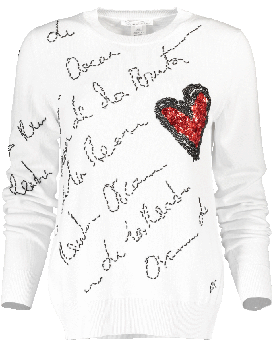 Signature Heart Knit Sweater CLOTHINGTOPSWEATER OSCAR DE LA RENTA   