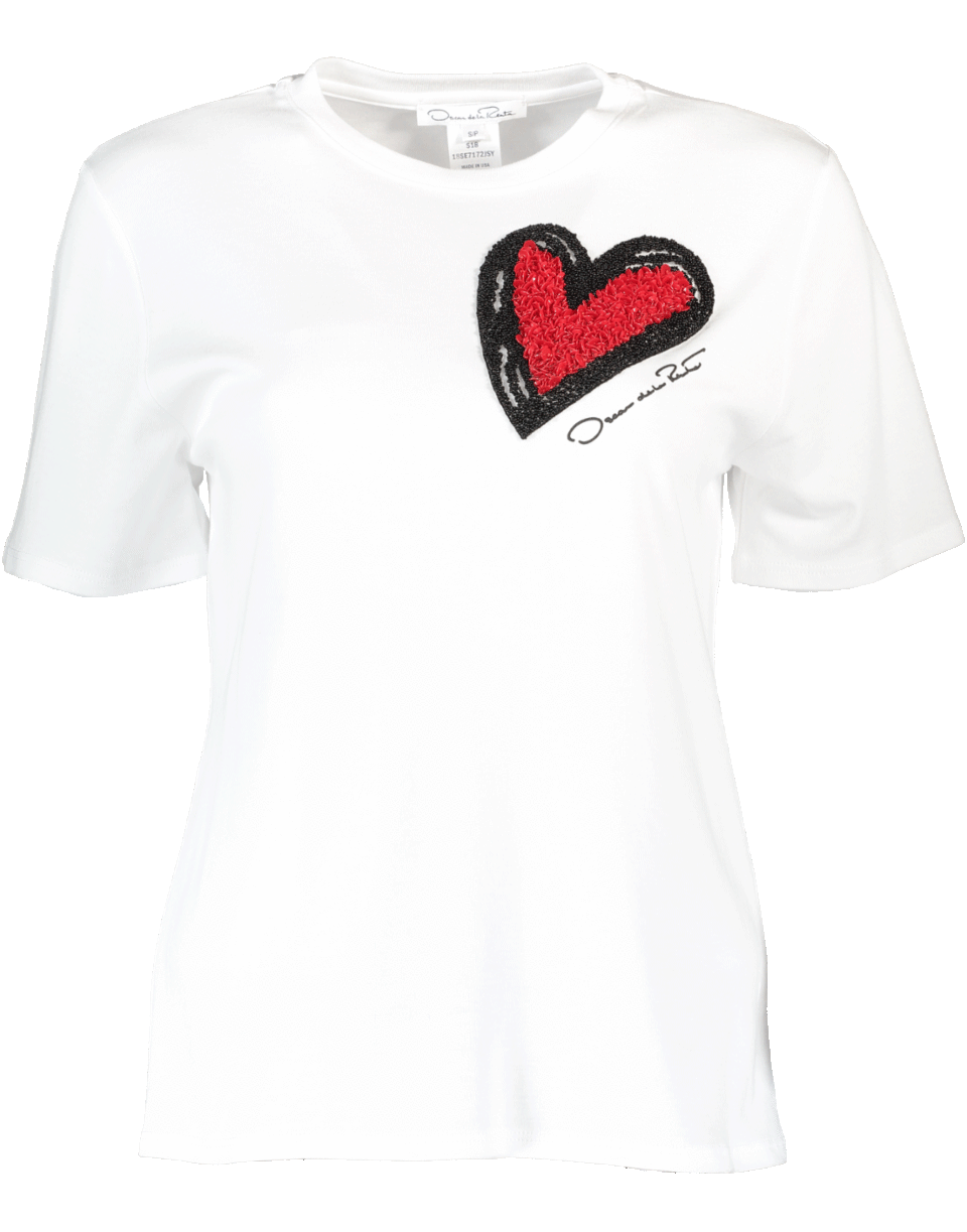OSCAR DE LA RENTA-Embroidered Heart Tee-