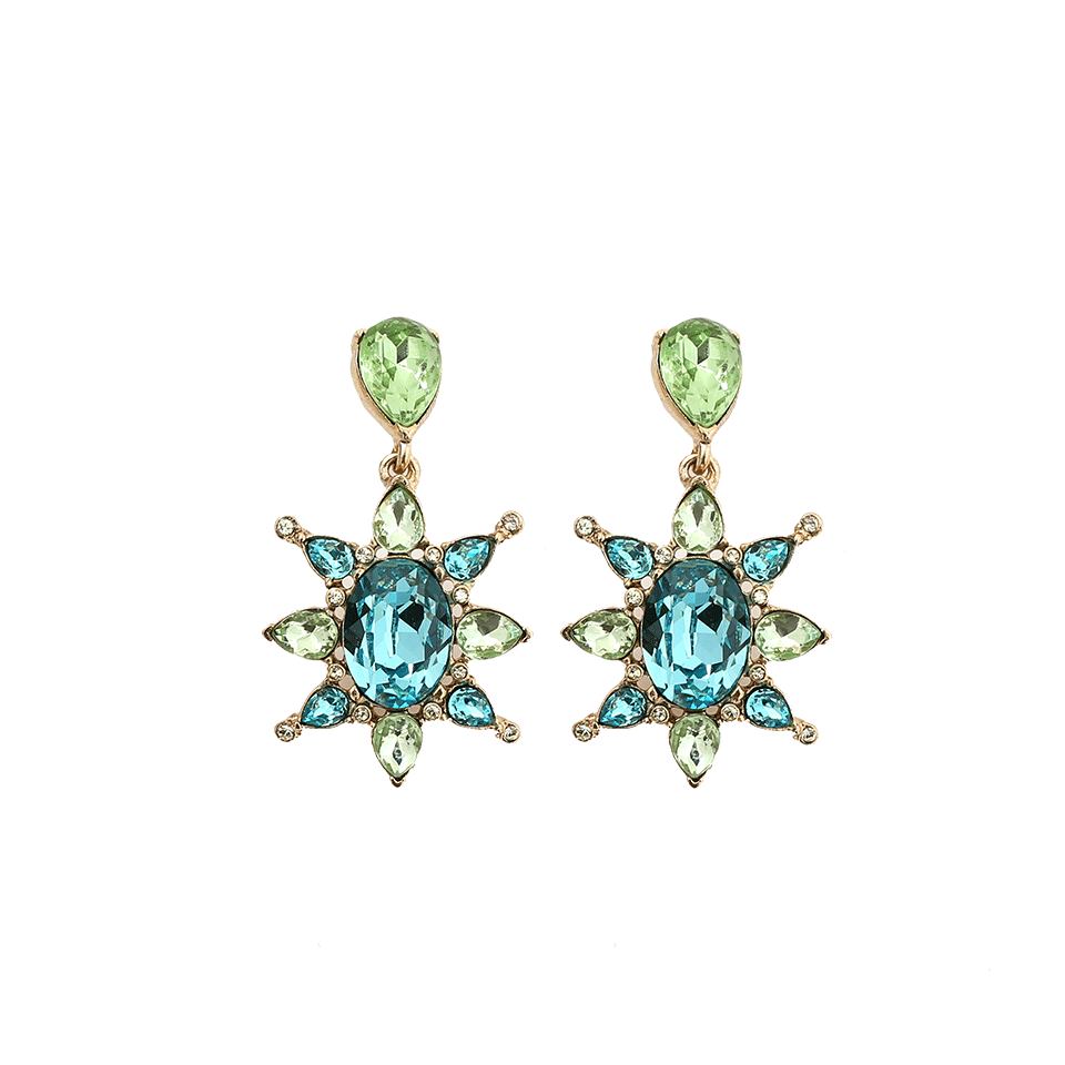 OSCAR DE LA RENTA-Tropical Bloom Star Earrings-AQUA