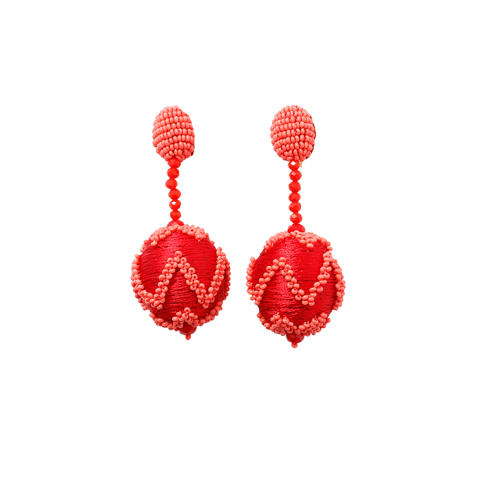 OSCAR DE LA RENTA-Beaded Chevron Ball Earrings-CAYENNE