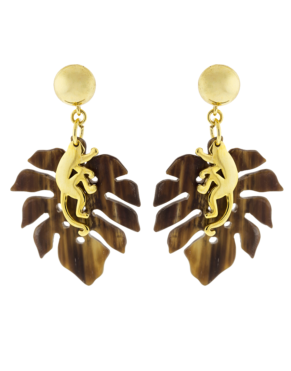 OSCAR DE LA RENTA-Small Jungle Horn Earrings-DRKHORN