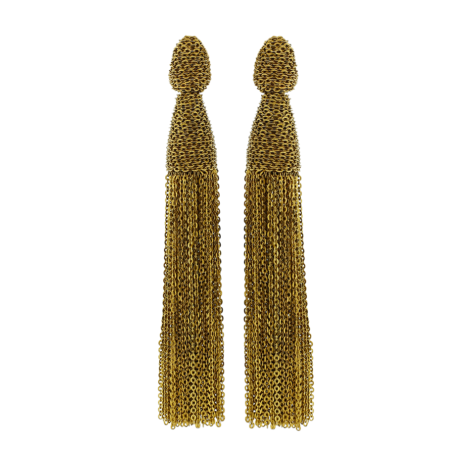 OSCAR DE LA RENTA-Chain Tassel Earrings-GOLD