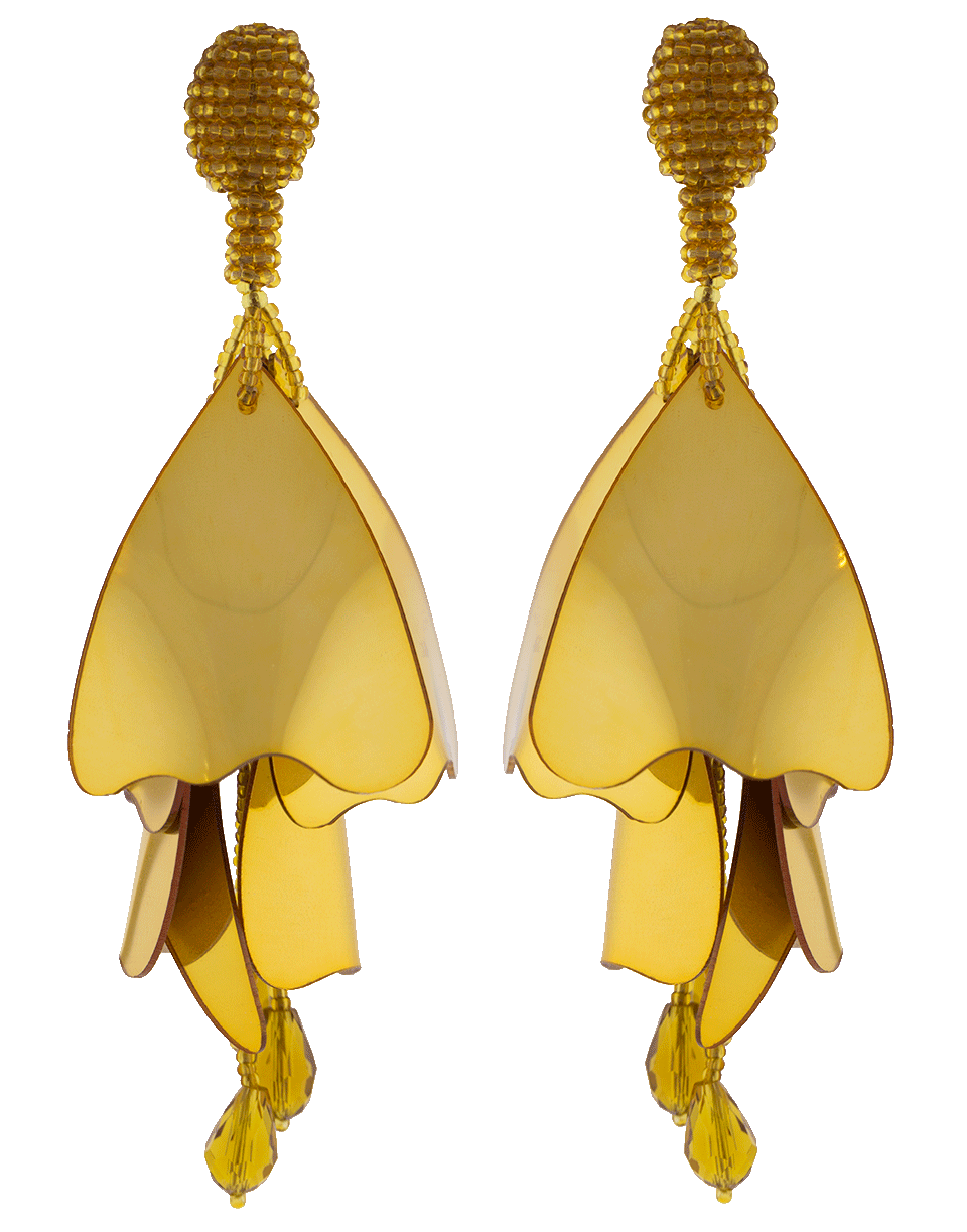 OSCAR DE LA RENTA-Large Impatiens Flower Earrings-GOLD