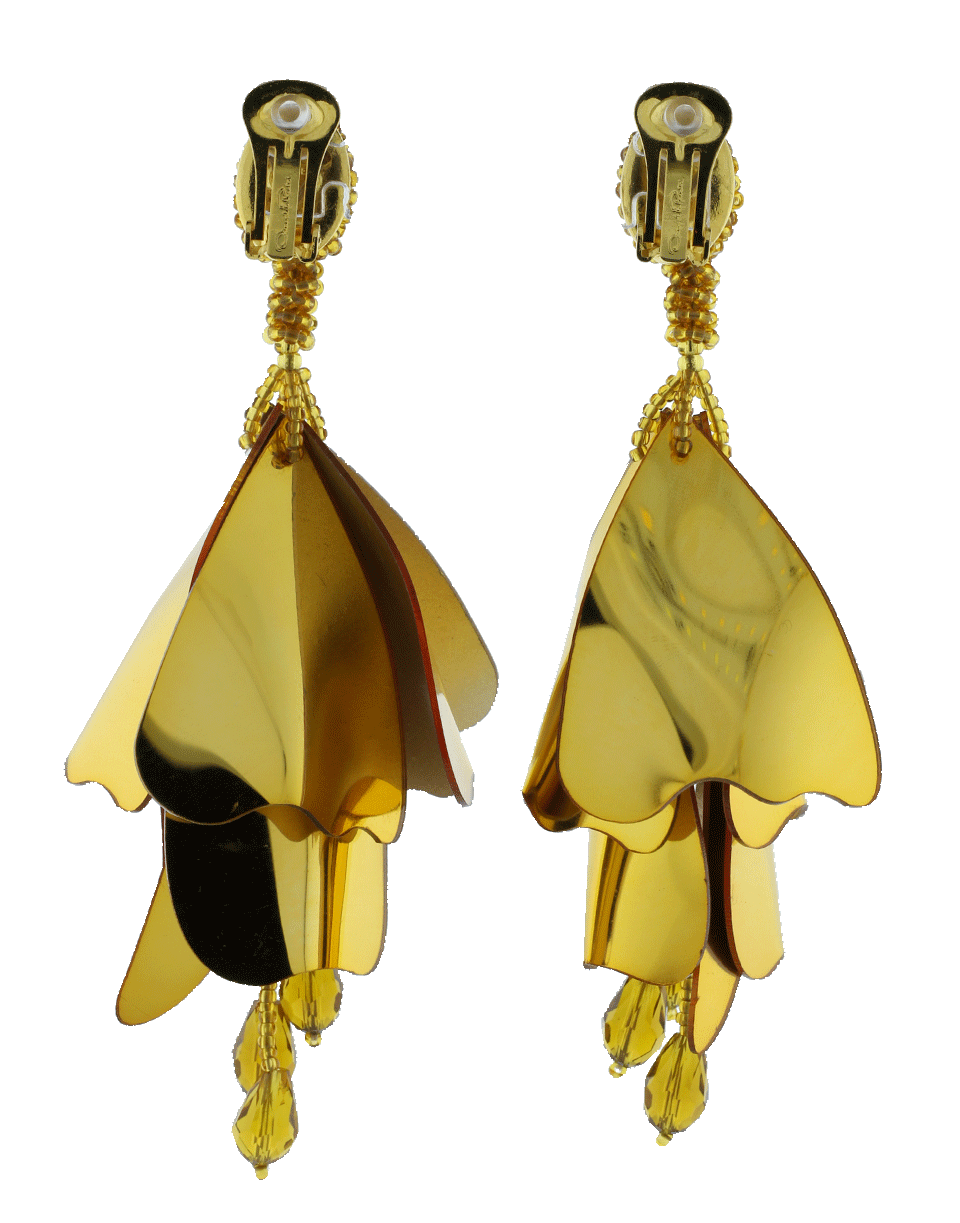 OSCAR DE LA RENTA-Large Impatiens Flower Earrings-GOLD
