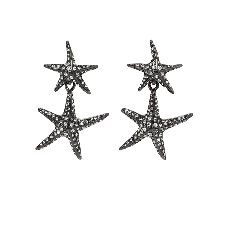 OSCAR DE LA RENTA-Pave Sea Star Drop Earrings-GUNMETAL