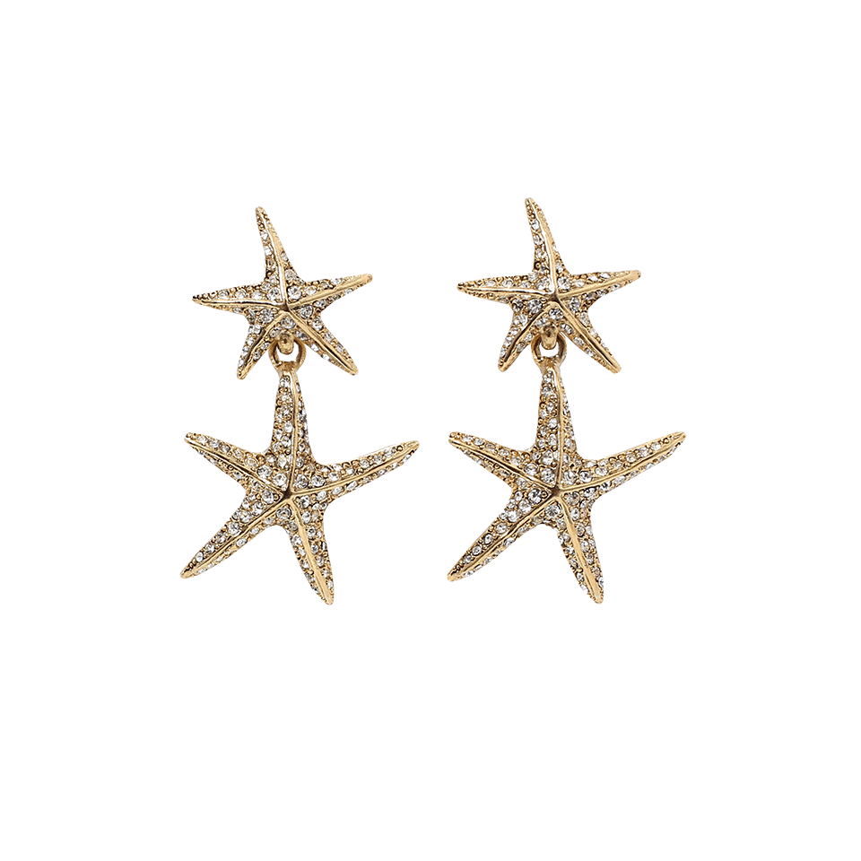 OSCAR DE LA RENTA-Pave Sea Star Drop Earrings-LGHTGOLD