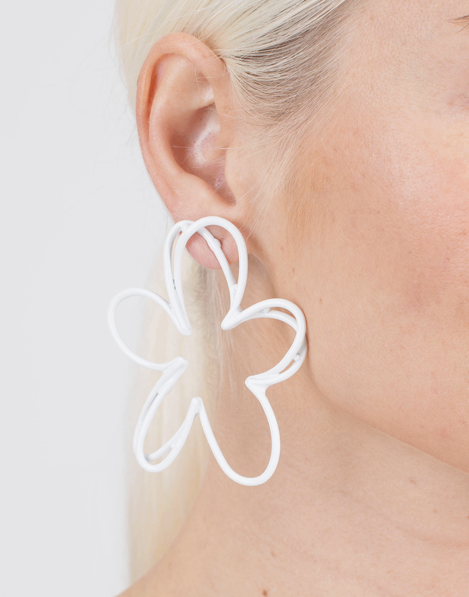 OSCAR DE LA RENTA-Botanical Scribble Earrings-WHITE