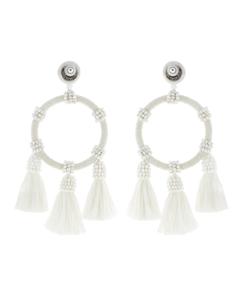 OSCAR DE LA RENTA-Raffia Hoop Earrings-WHITE