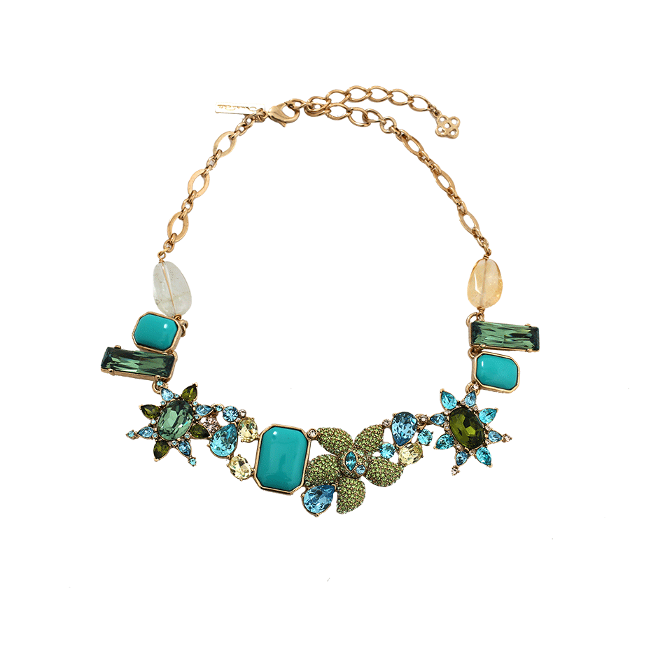 OSCAR DE LA RENTA-Tropical Bloom Necklace-AQUA