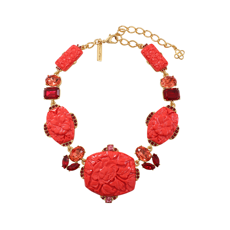 OSCAR DE LA RENTA-Carved Floral Necklace-CAYENNE