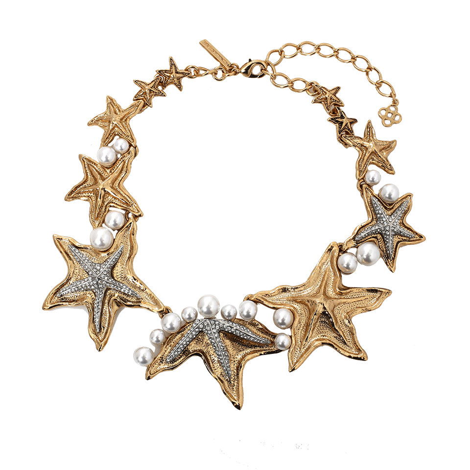 OSCAR DE LA RENTA-Pave Sea Star Necklace-LGHTGOLD
