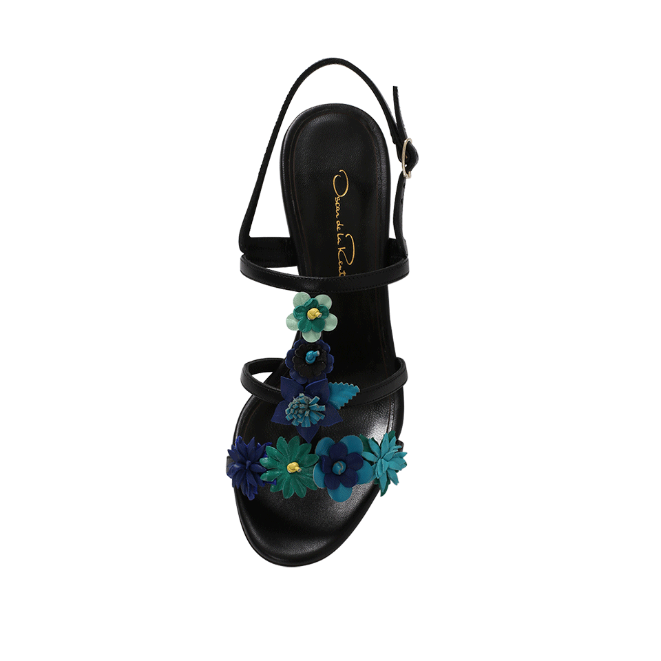 OSCAR DE LA RENTA-Page Nappa Blue Flower Sandal-