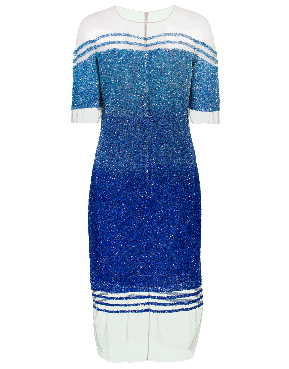 PAMELLA ROLAND-Sequin Stripe Dress-AQUA/COB