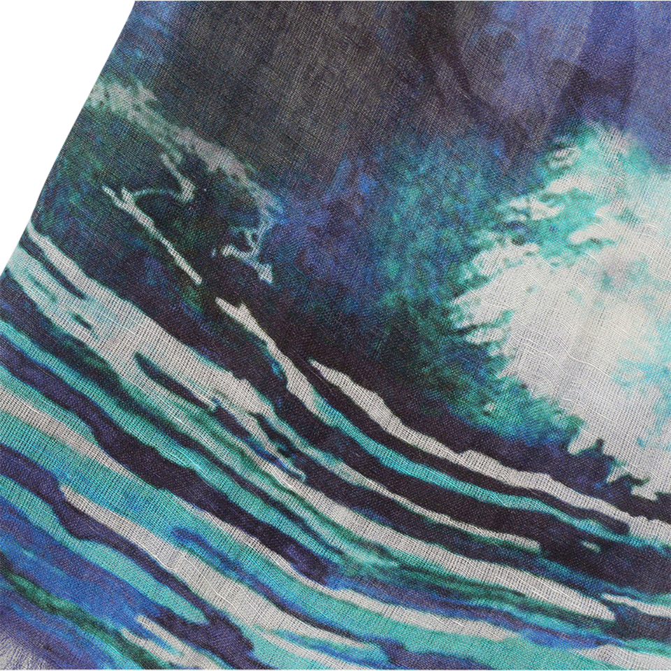 PASHMA-Ocean Print Scarf-BLU/IVRY