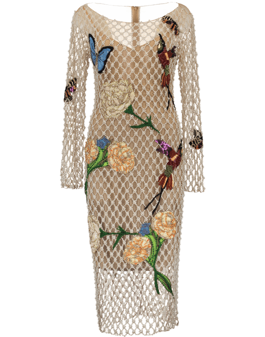 PATBO-Butterfly Embellished Midi Dress-MULTI