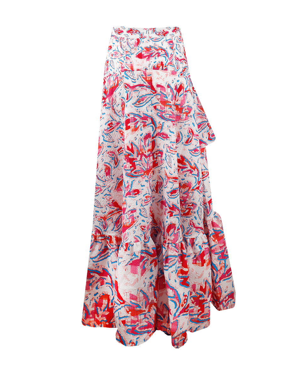 PETER PILOTTO-Leaf Print Waffle Skirt-RED