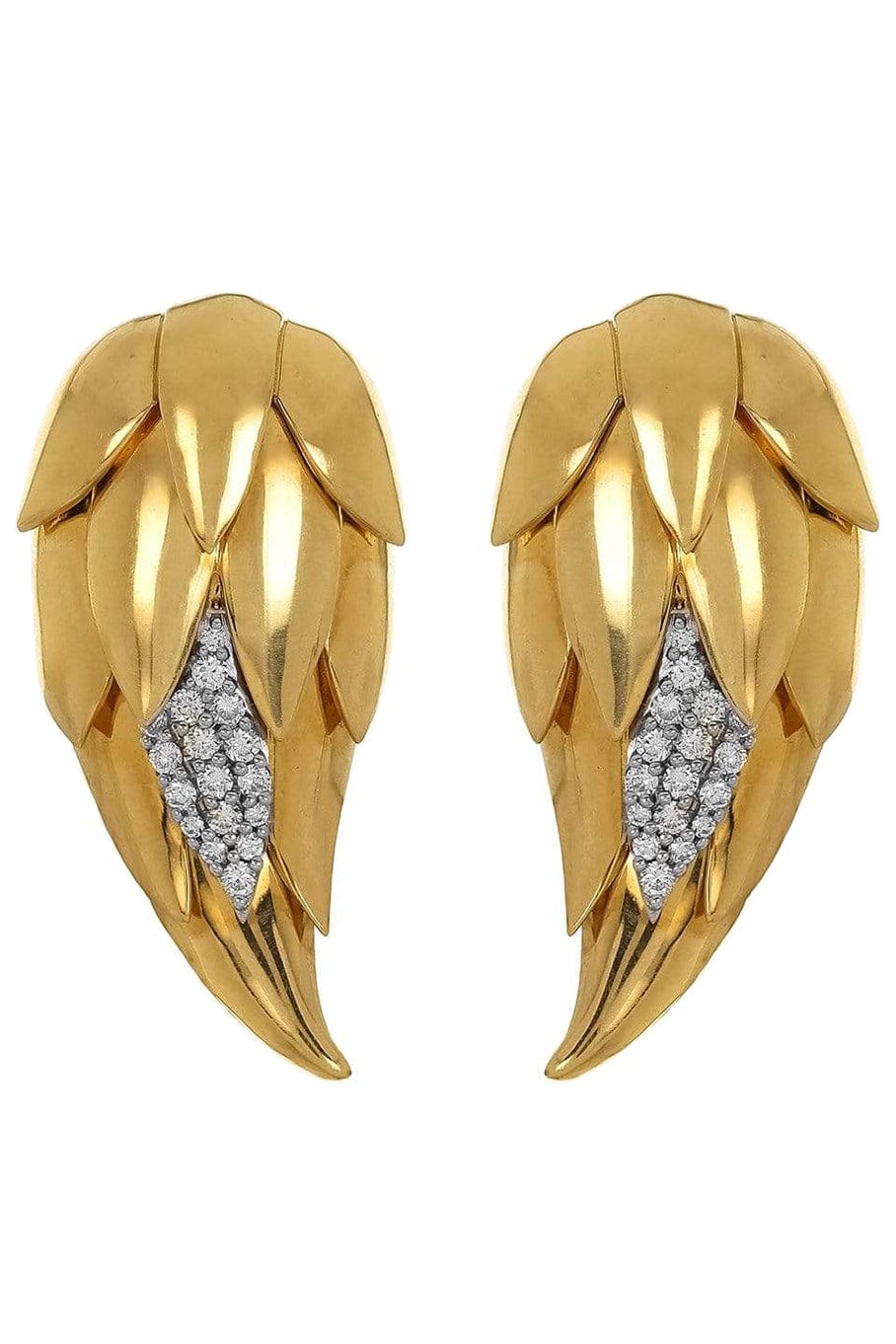 PIRANESI-Gold and Diamond Flame Earrings-YELLOW GOLD