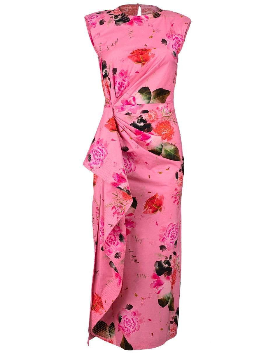 PRABAL GURUNG-Side Drape Cascade Dress-
