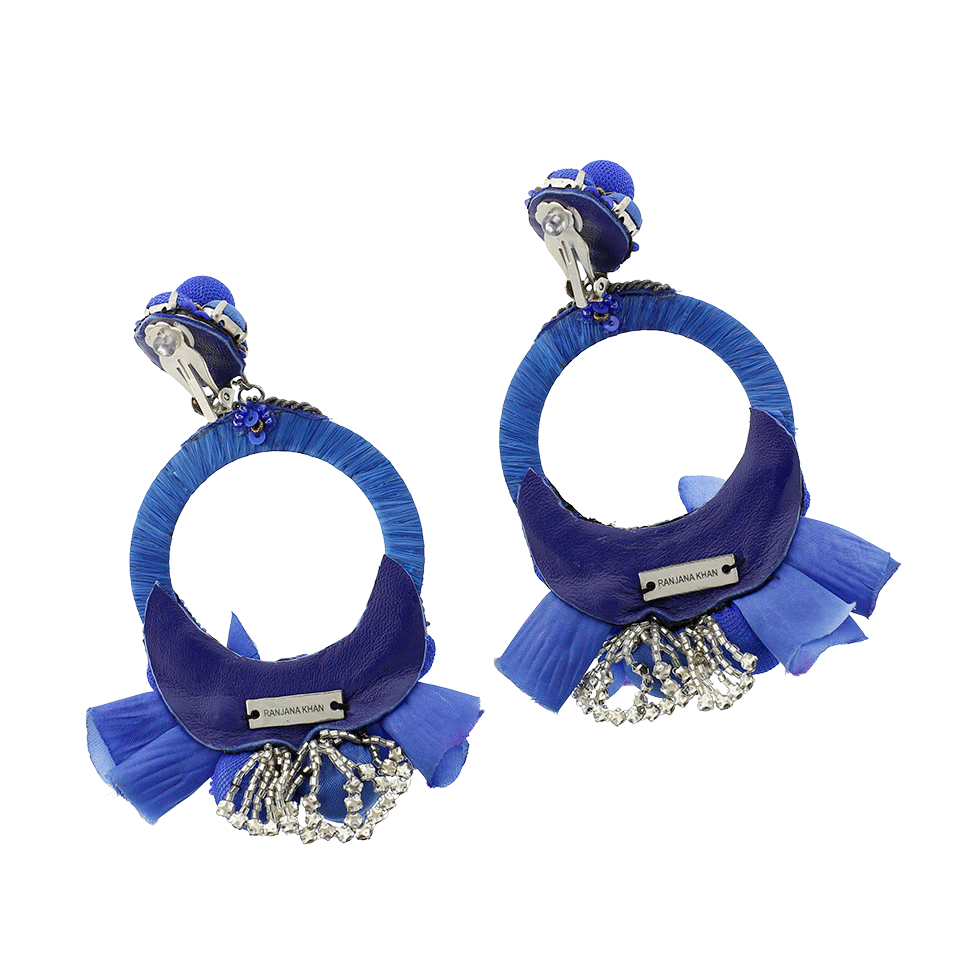 RANJANA KHAN-Blue Flower Earrings-BLUE