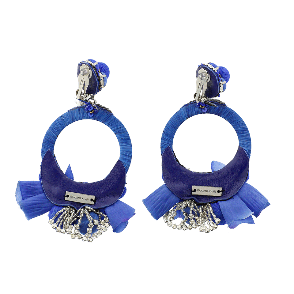 RANJANA KHAN-Blue Flower Earrings-BLUE