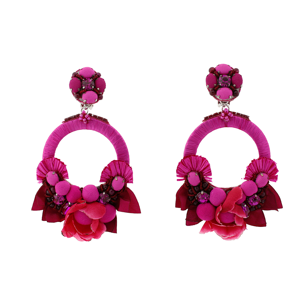 RANJANA KHAN-Pink Flower Earrings-PINK
