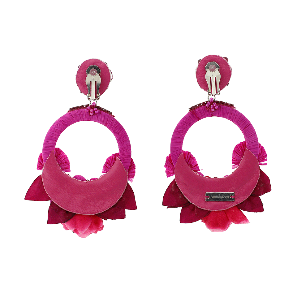 RANJANA KHAN-Pink Flower Earrings-PINK
